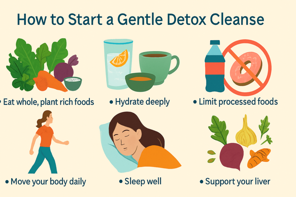 Gentle detox cleanse tips illustration