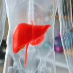 Header image of fatty liver with a human body