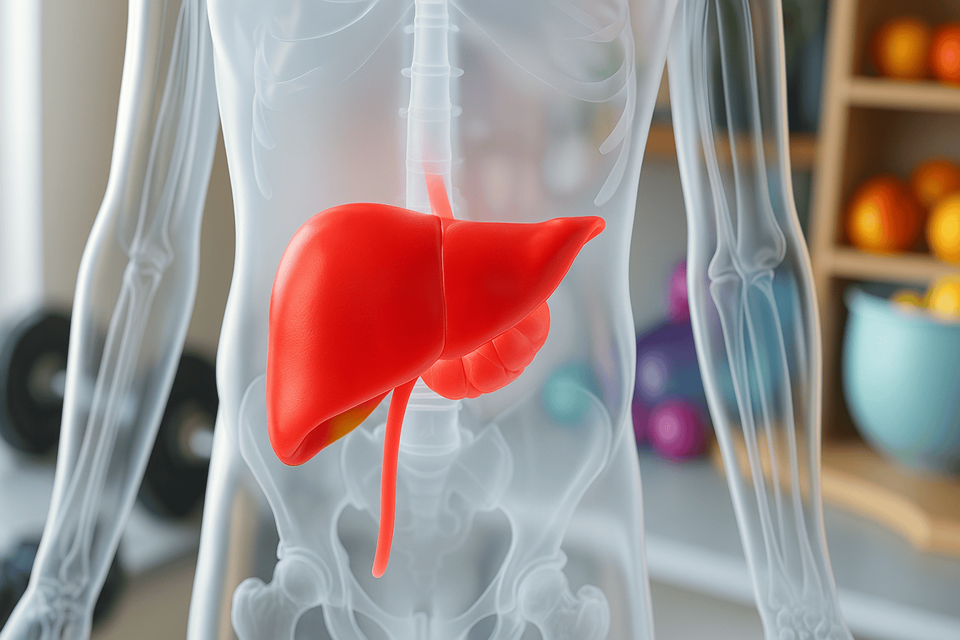 Header image of fatty liver with a human body