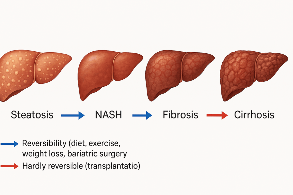 Image showing the four stages of liver damage