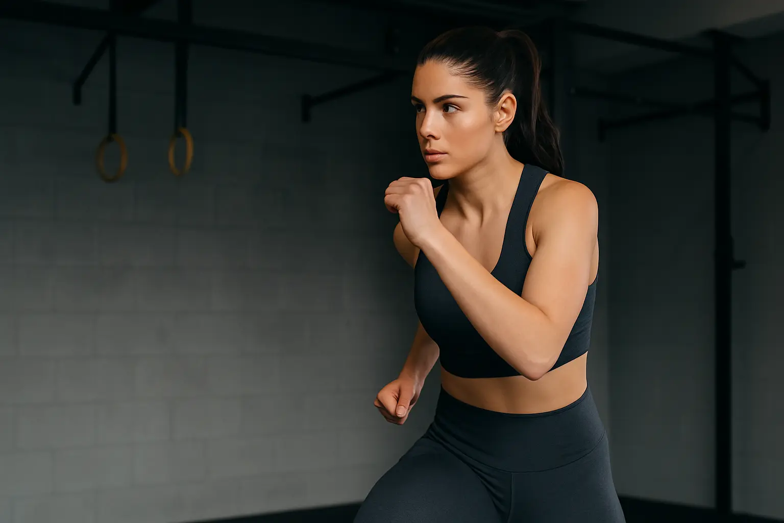 Fit woman doing HIIT workout in gym for fat burning