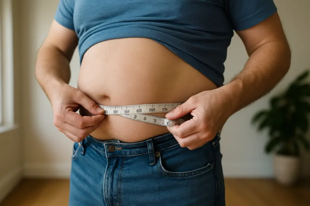 Measuring waist size to assess belly fat risk at home